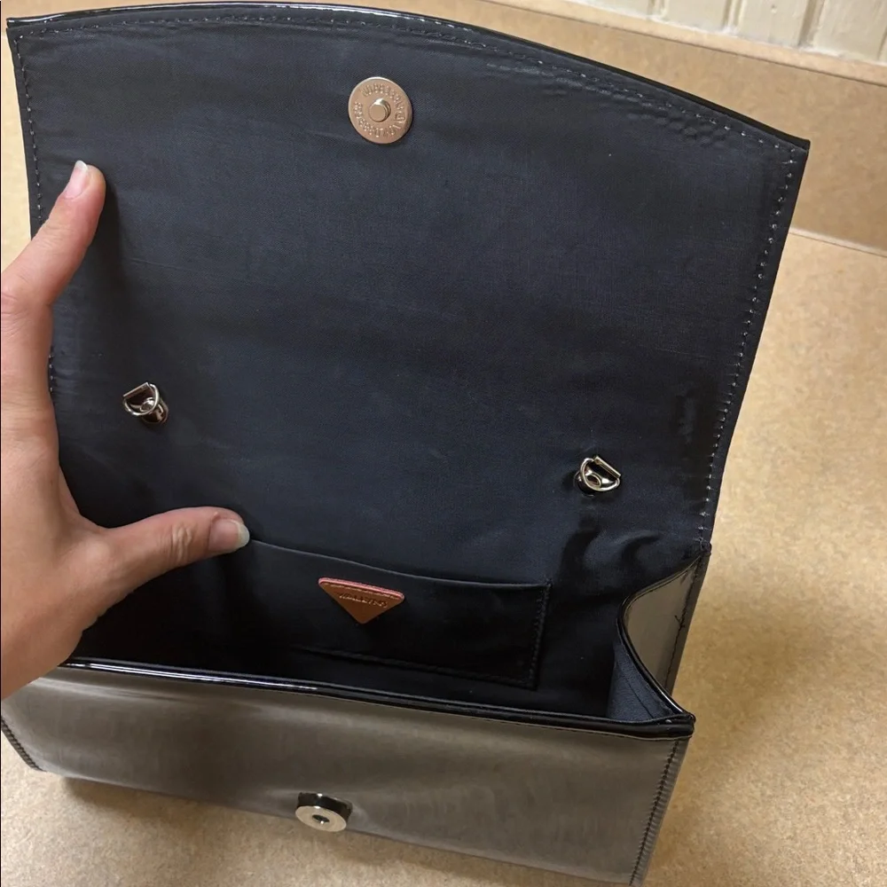 Sleek Black Patent Leather Clutch small bag hard case